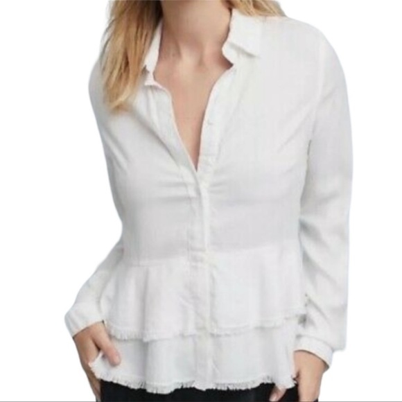 Anthro CLOTH & STONE Tencel Blouse Top White Size Small - Picture 1 of 7